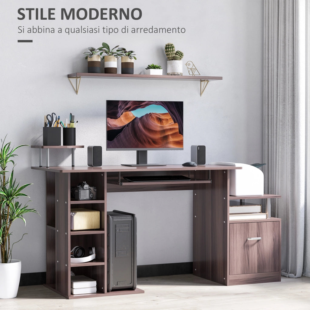 Scrivania per PC con Cassetto e Scaffale in Legno ¨C Minimal ¨C Legno