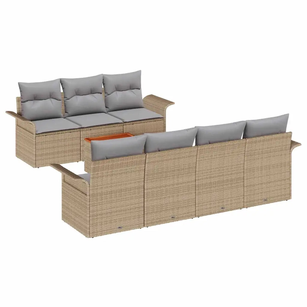 Set Divano da Giardino 8 pcs Beige e Grigio Chiaro polyrattan 3355956