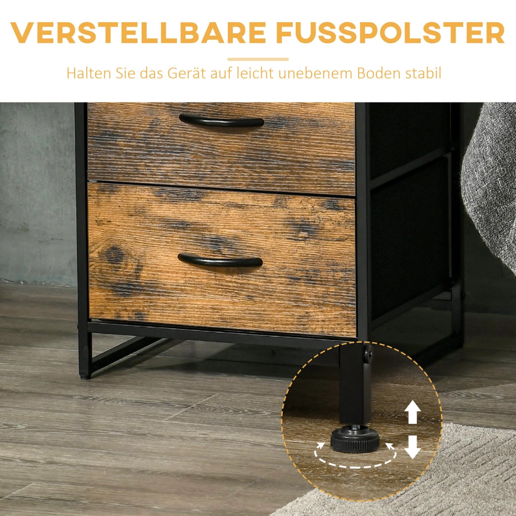 Armadio per soggiorno con cassetti in tessuto ¨C Minimal ¨C MDF, struttura in acciaio, marrone