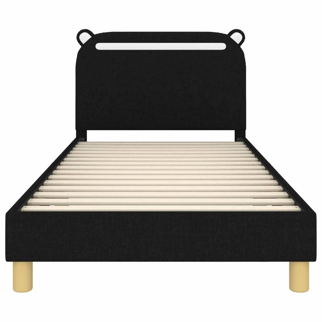 Struttura letto bambini con testata-Giroletto per bambini Nero 90 x 200 cm Tessuto 792370