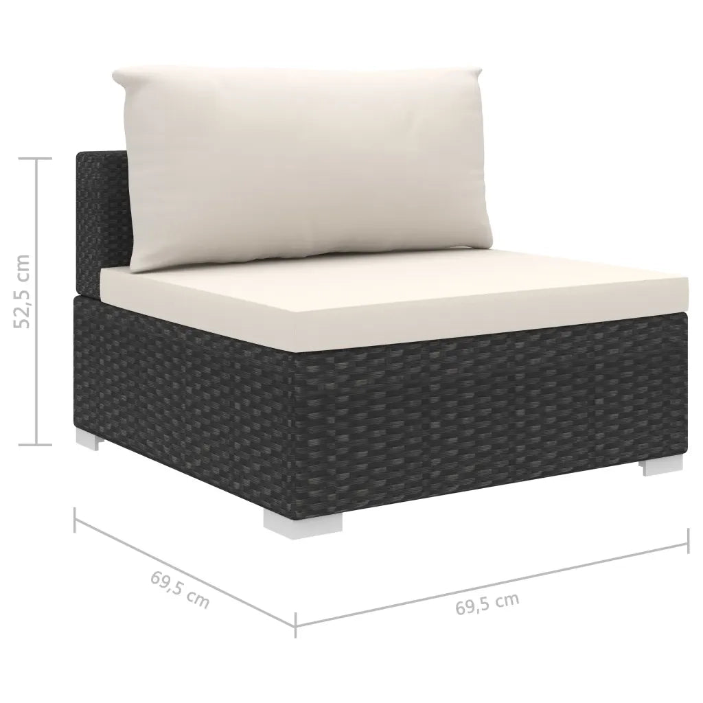 Set Divani da Giardino 11 pz con Cuscini in Polyrattan Nero 46827