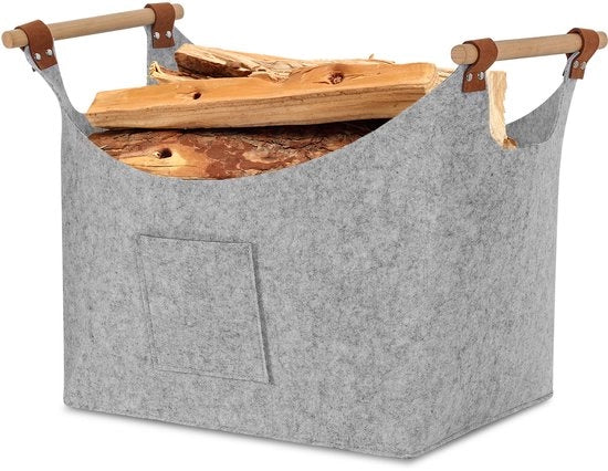 Velo di legno - 45x40x32cm - 3 mm spessore - Velo di legno pieghevole - Protezione contro le scintille - Ripostiglio di legna da ardere - Grigio chiaro