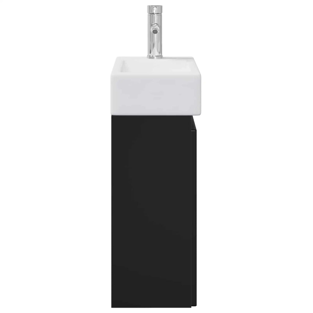 Mobile Bagno | Armadio da bagno con rubinetto Nero 45,5 x 22,5 x 84 cm