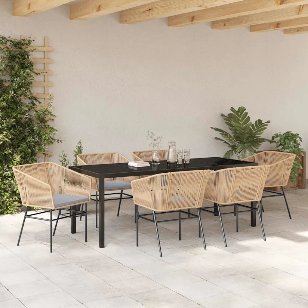 Set da Pranzo per Giardino con cuscino 7 pcs Marrone