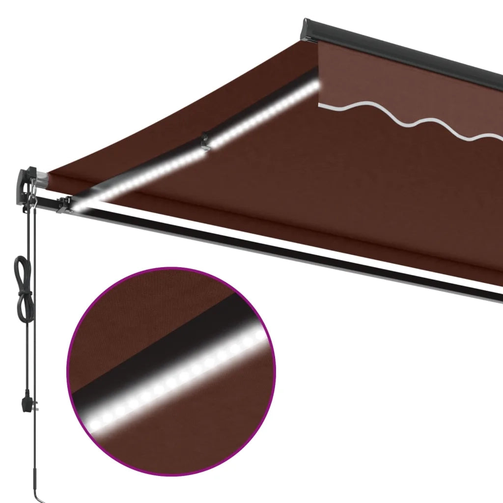 Tenda da Sole Retrattile Automatica con LED Marrone 500x350 cm 3215414