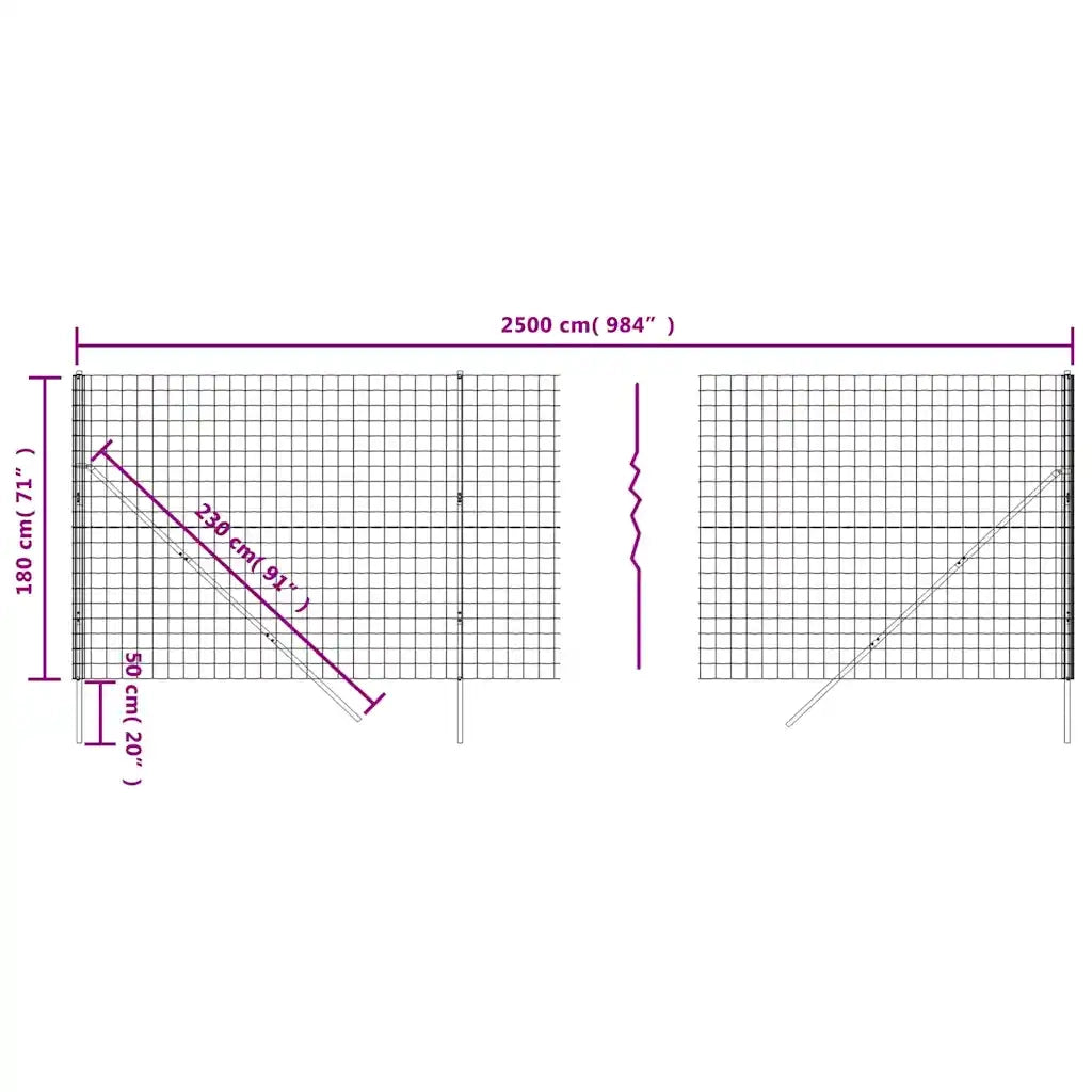 Recinzione Metallica Verde 1,8x25 m in Acciaio Zincato 154093