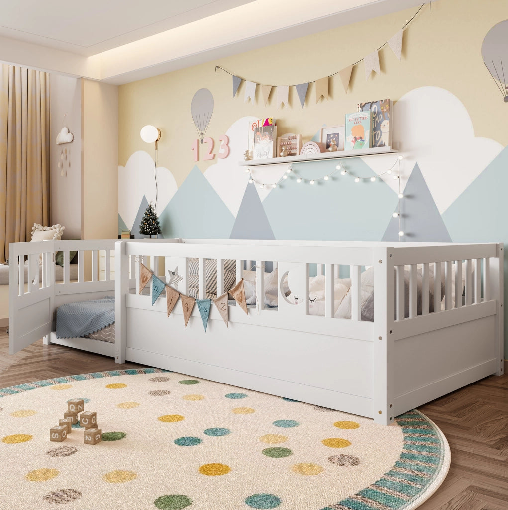 Letto per bambini 90 x 190 cm con sponde di sicurezza, bianco