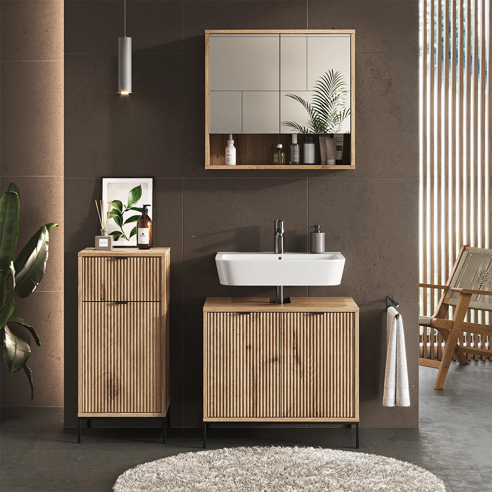 Vicco Set di mobili da bagno Quercia vichinga 3 pezzi, con cabinet midi
