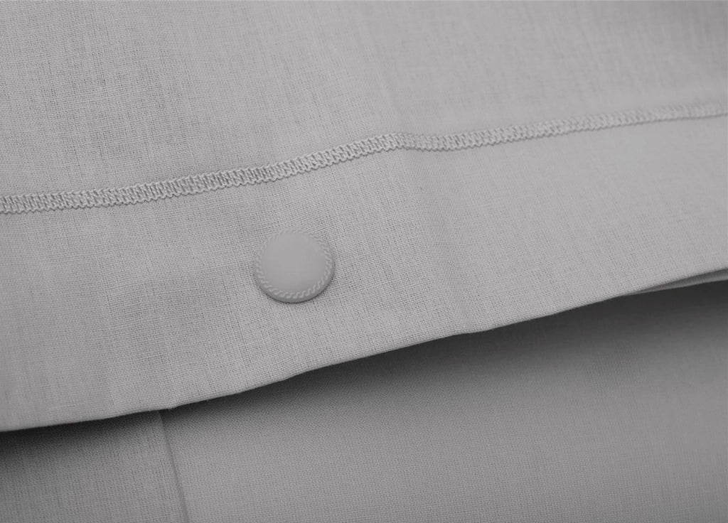 Coppia 2 Federe Cuscino Letto 100% Cotone Tinta Unita Sfoderabile Bottoni Laterali - Federe - Grigio