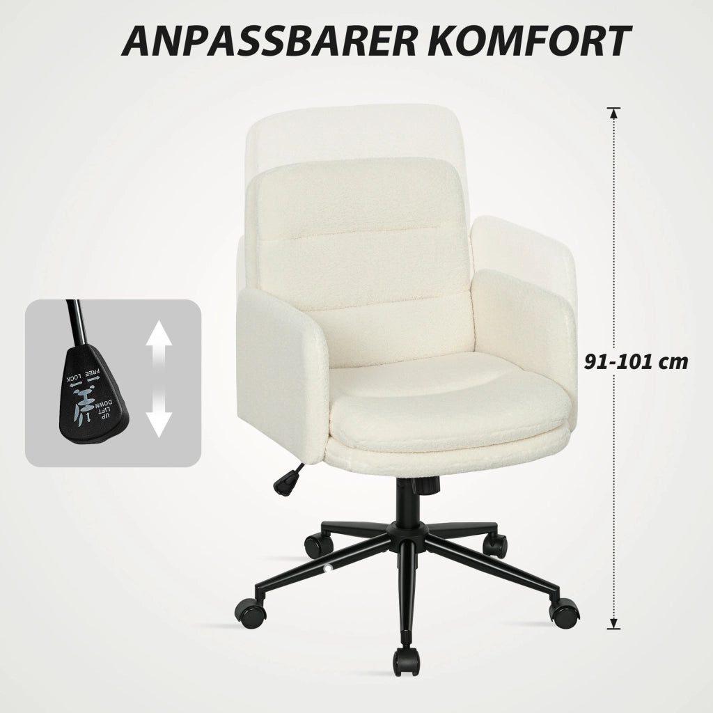 Sedia da ufficio con braccioli e rotelle ¨C Minimal ¨C crema, tessuto