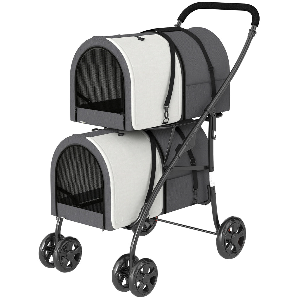 Letto per Cani e Gatti con Cuscini e Cinturino ¨C Minimal ¨C Grigio 66x50x98
