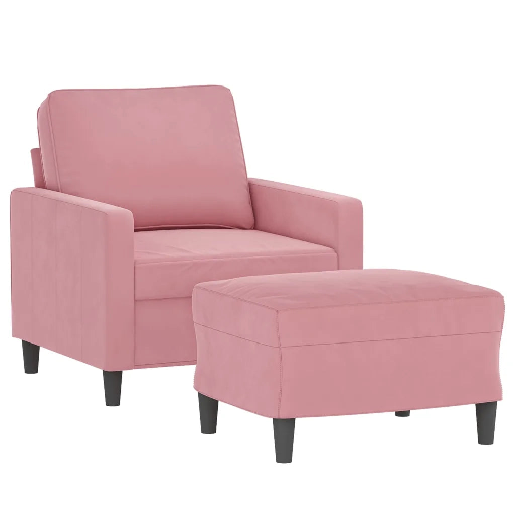 Poltrona | Sedia Relax con Poggiapiedi Rosa 60 cm Velluto
