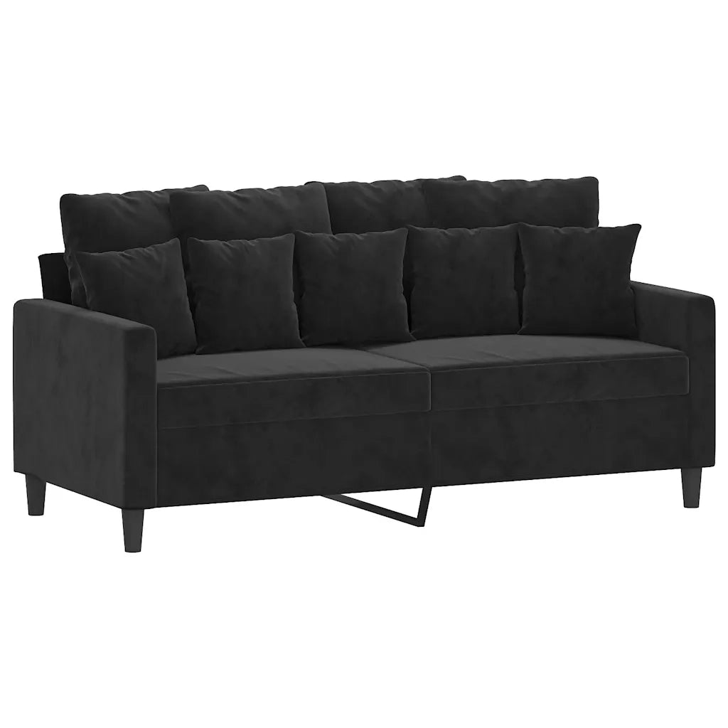 Divano | Divano da soggiorno | Sofa a 2 Posti Nero 140 cm in Velluto
