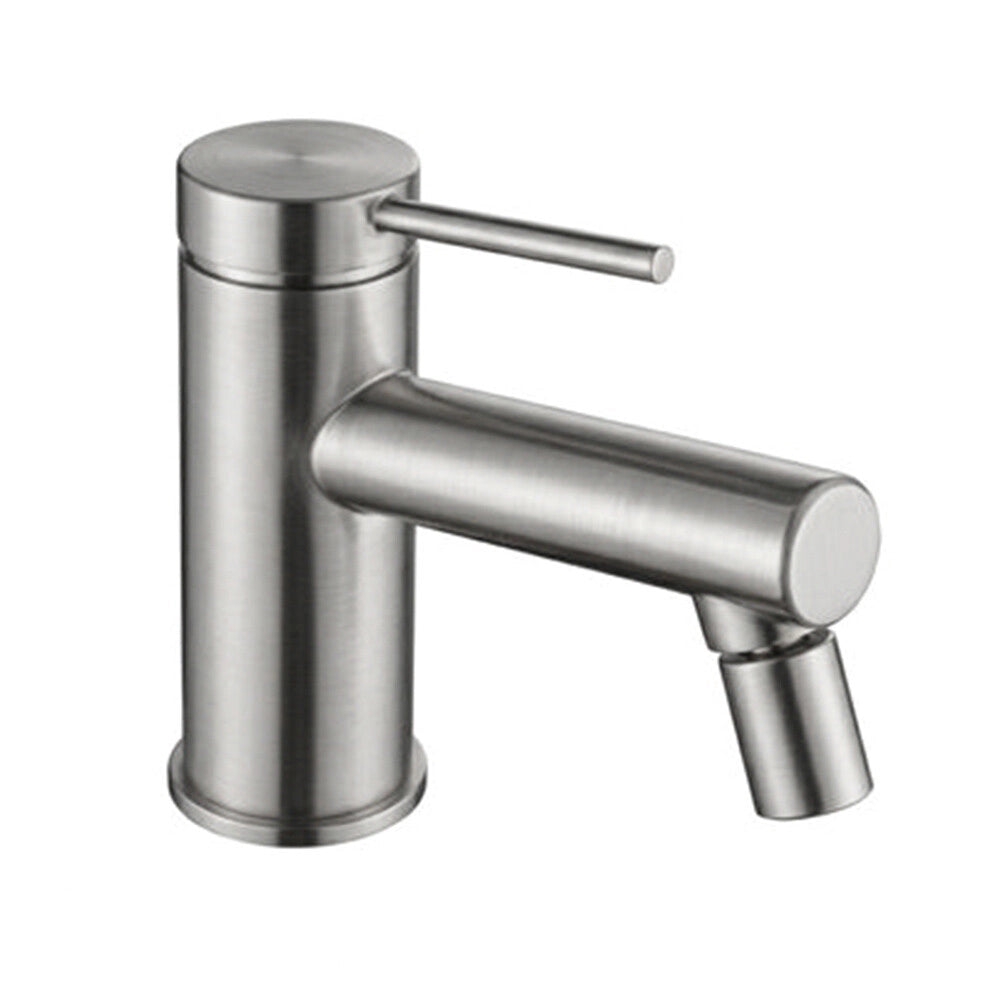 Set miscelatori lavabo alto e bidet spazzolato grigio in ottone con leva monocomando slim Alba