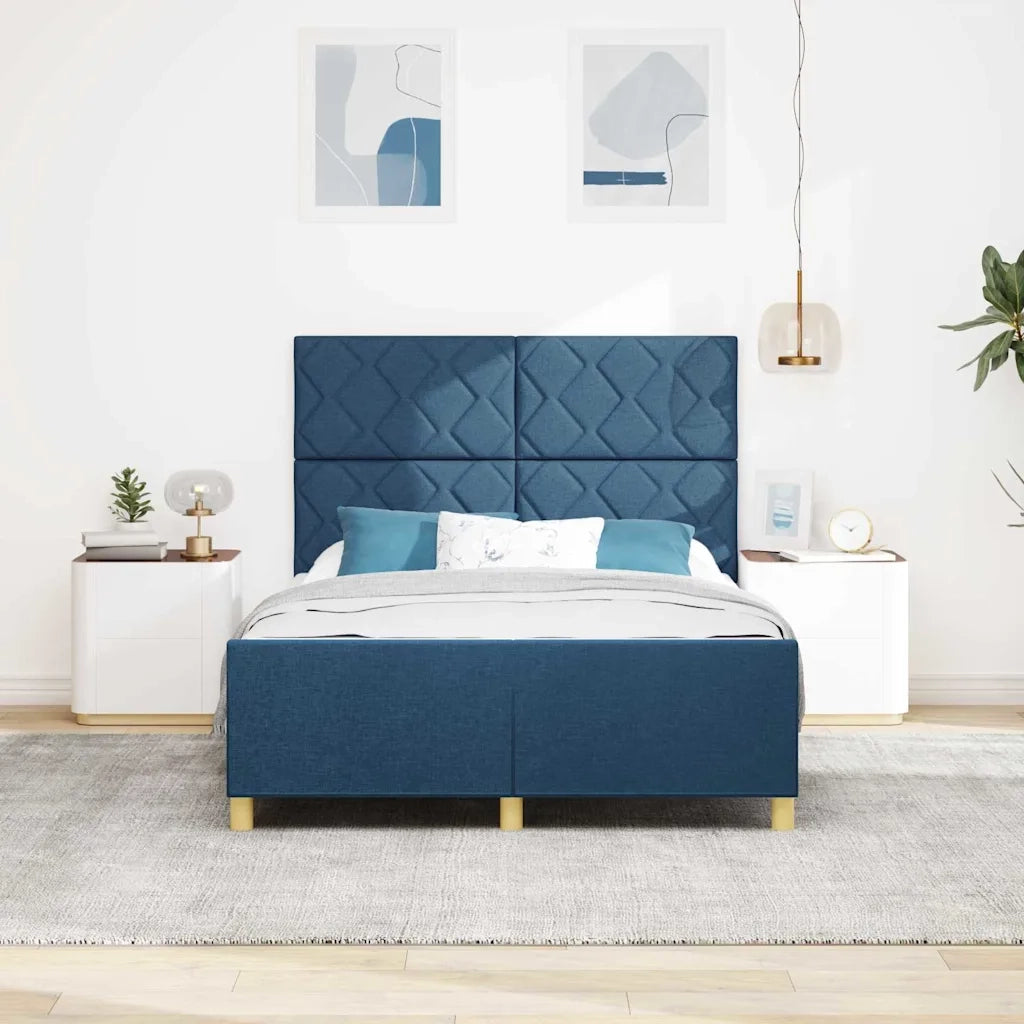 Struttura del letto con testiera Blu 160 x 200 cm Tessuto