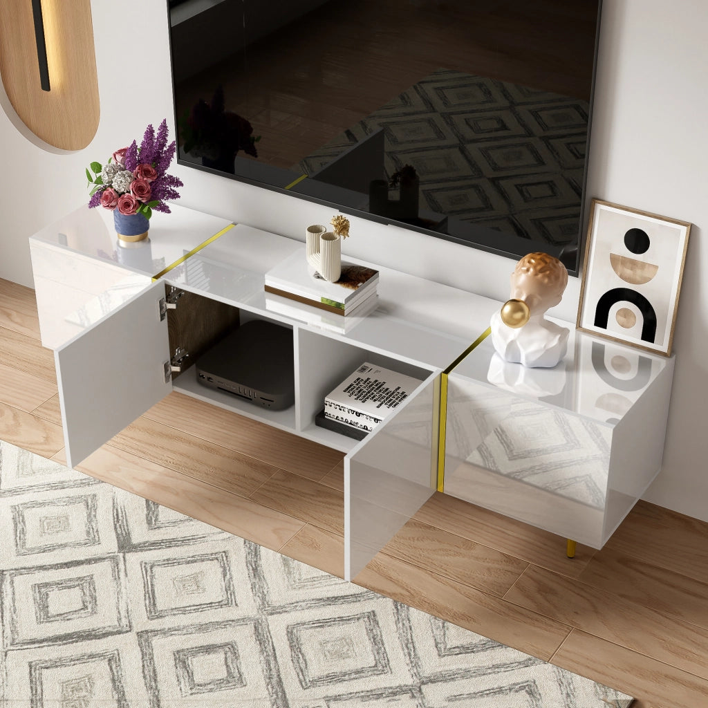 Cassettiera per TV bianca in MDF lunghezza 170 cm