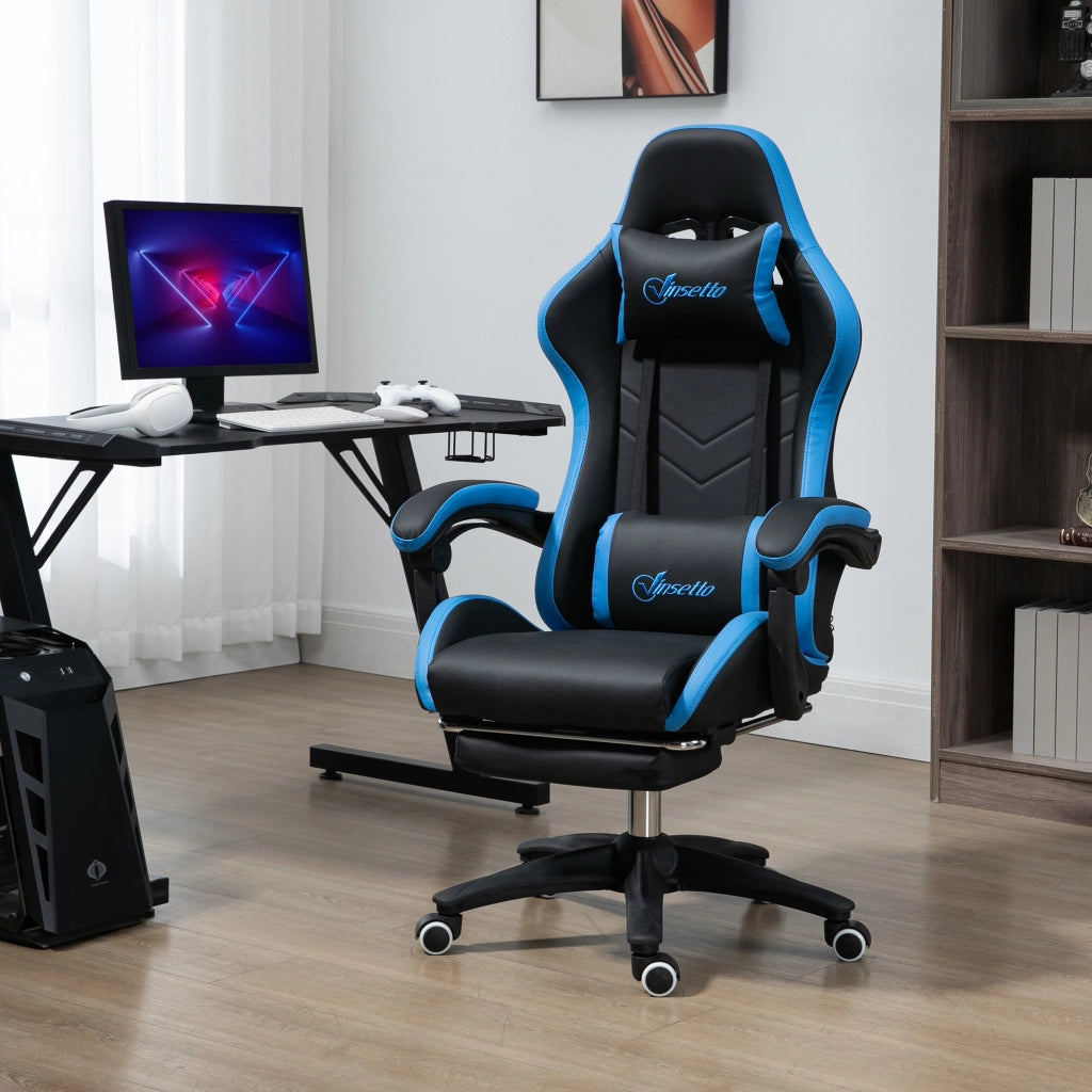 Sedia da Ufficio Gaming ¨C Zephmum ¨C Blu e Nero con Schienale e Supporto Lombare