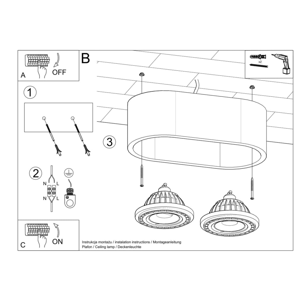 Spot soffitto Pure Lume PRIMO 2xGU10 in cemento grigio