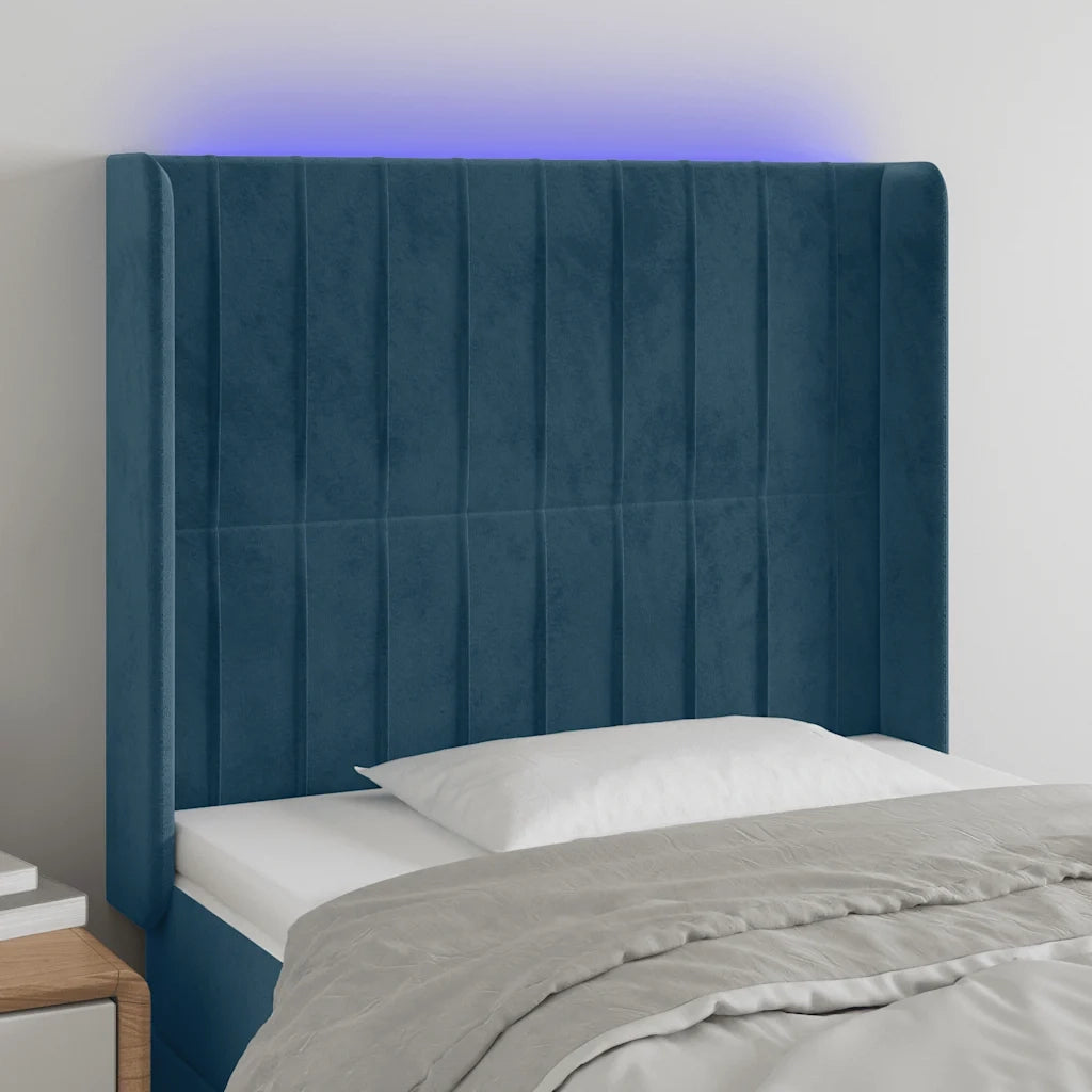 Testiera | Testata a LED Blu Scuro 83x16x118/128 cm in Velluto