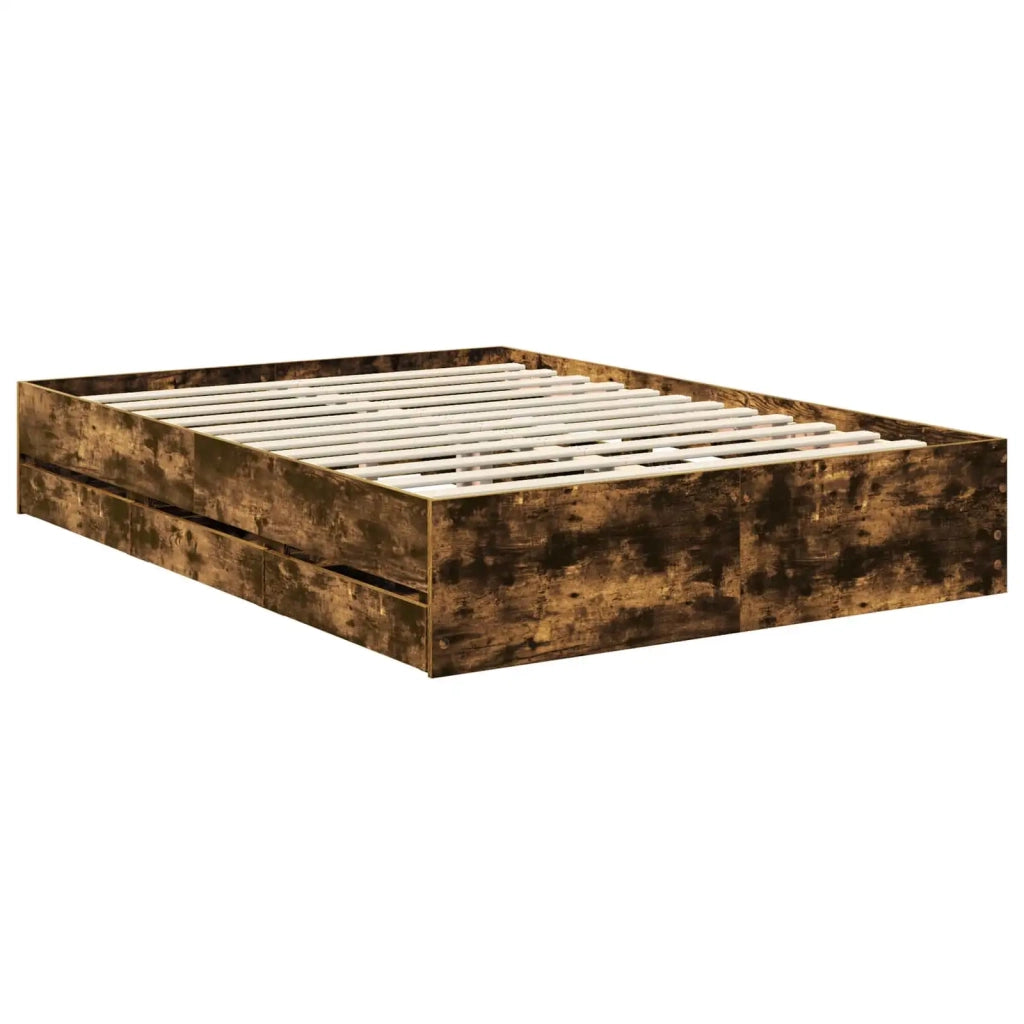 Struttura del letto con cassetto Rovere fumé 135 x 190 cm 3411841