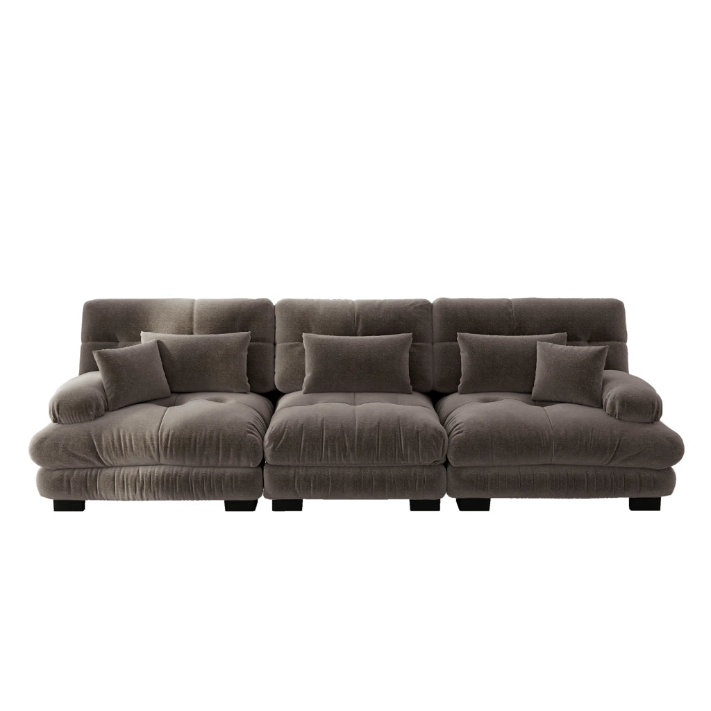 Divano Angolare 3 Posti con Chaise Longue ¨C Xylo ¨C Chenille Marrone