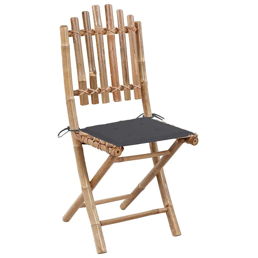 Set da Pranzo da Giardino 5 pz Pieghevole con Cuscini in Bambù 3063960