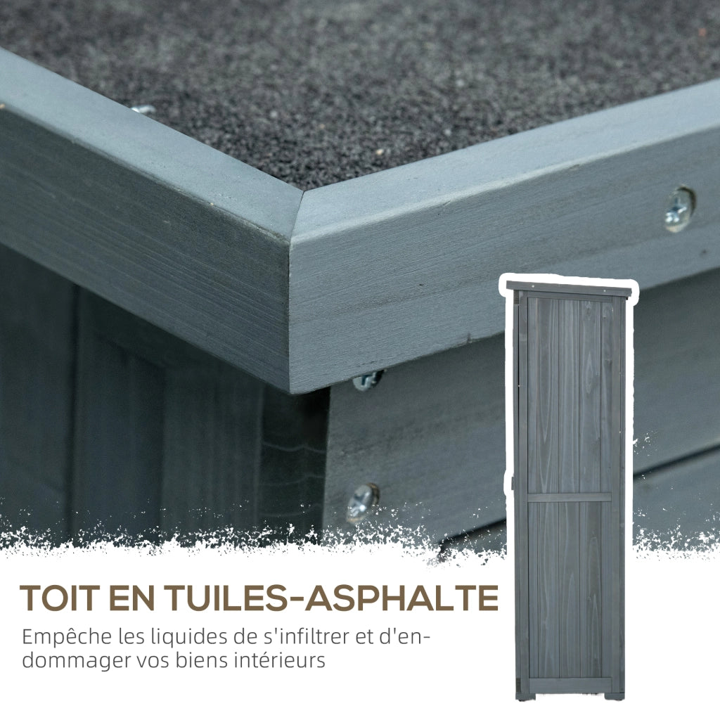 Armadio da giardino in legno ¨C Minimal ¨C grigio 87x47x160
