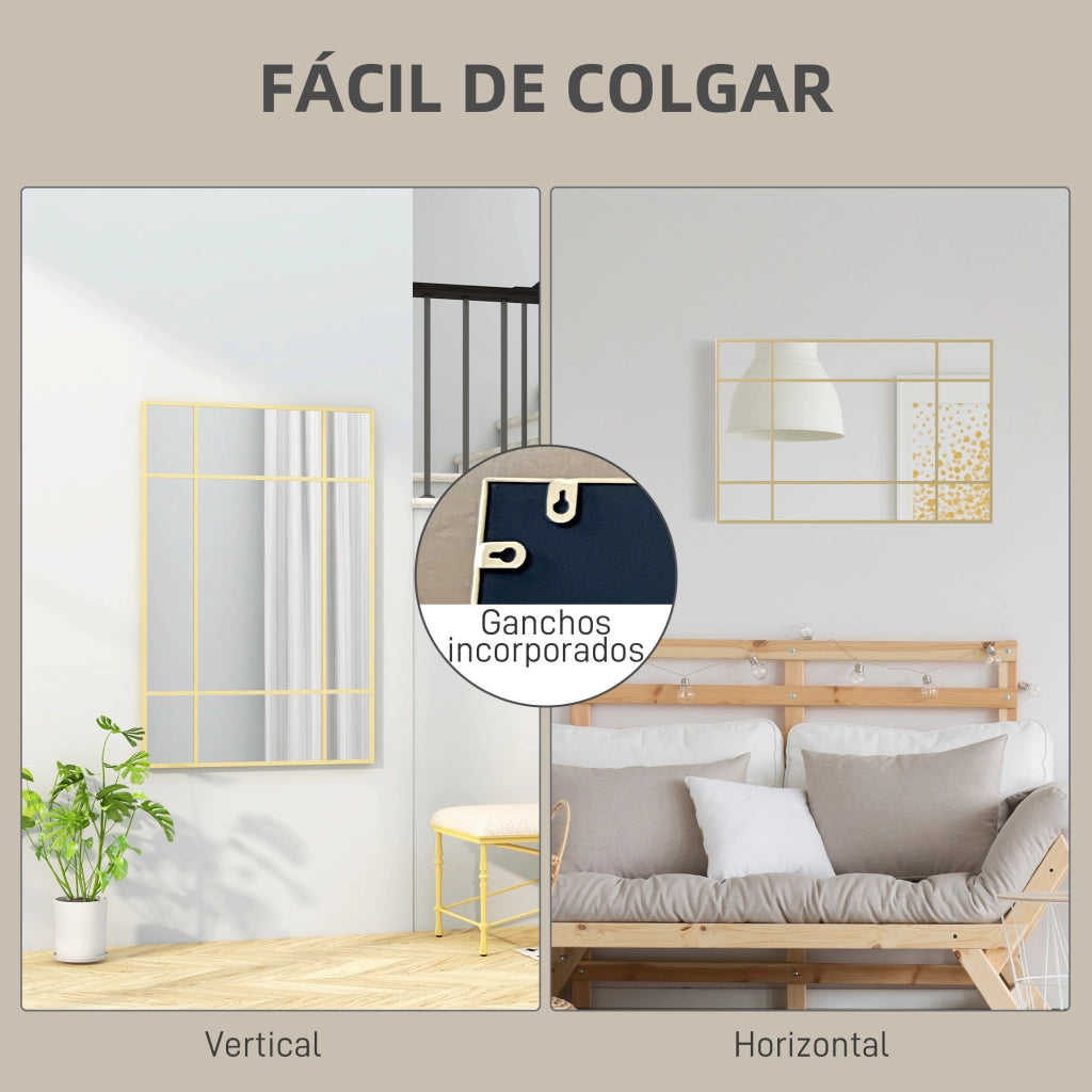 Specchio Decorativo Parete Rettangolare ¨C Minimal ¨C Dorato 90x60 cm