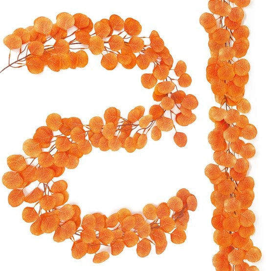 Due corone di eucalipto artificiali per due pezzi, decorazione per tavola di matrimonio, decorazione per tavola di estate, decorazione per tavola di estate con foglie di eucalipto, lunghezza 2,0 m.