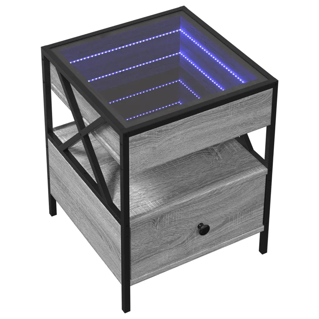 Comodino con LED Infinity Grigio Sonoma 40x40x51 cm 3284104