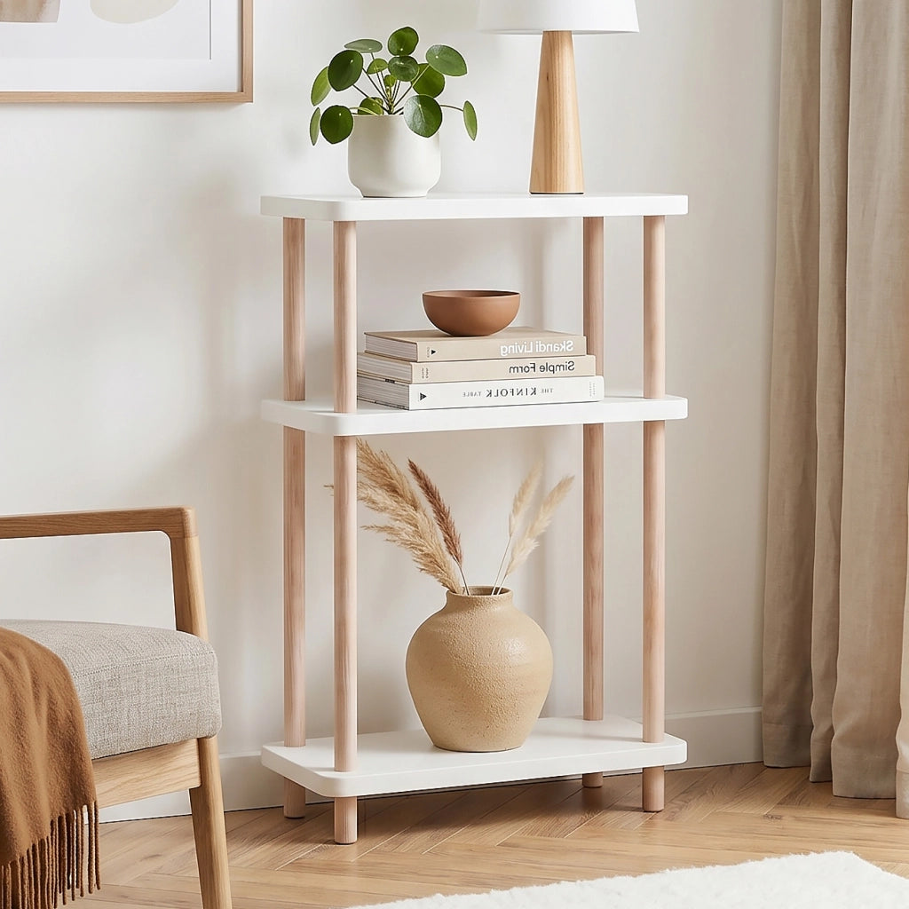 Scaffale da Terra Multiuso Nampernu a 3 Piani 62 x 40 x 18 cm - Bianco [en.casa]