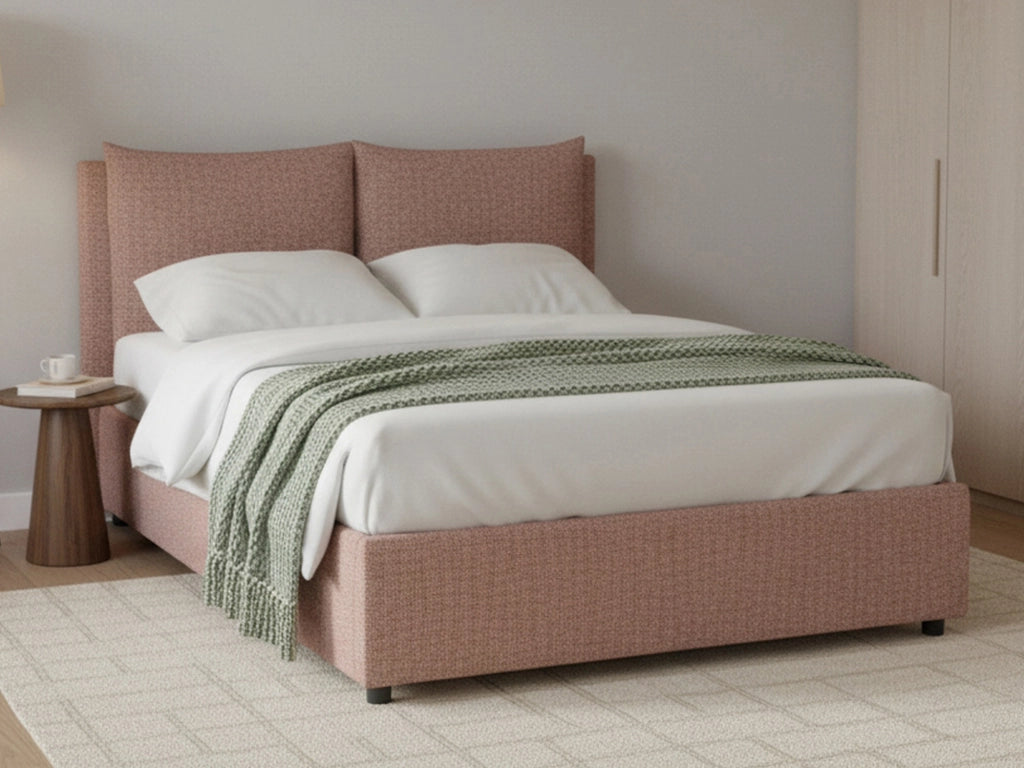 Newton, Letto Piazza e Mezza Sfoderabile Made in Italy, Rosa