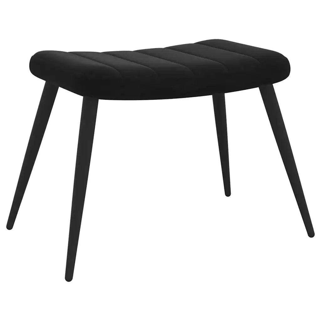 Poltrona Relax con Sgabello Nero in Velluto 327694