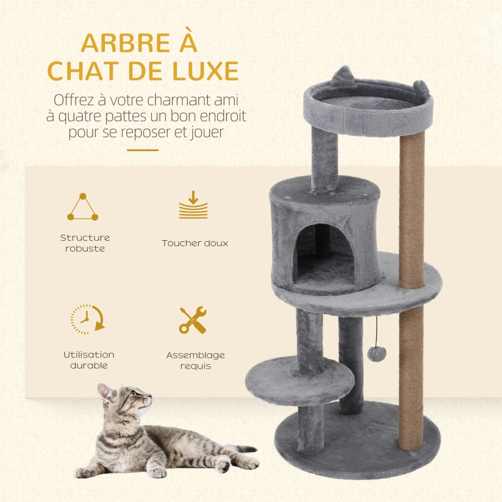 Albero per gatti con piattaforme e tiragraffi ¨C Minimal ¨C Grigio ?48x104 cm