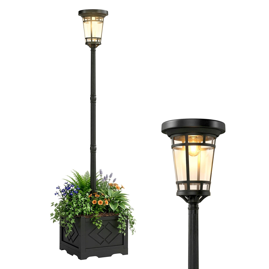 Lampada da Giardino a Pannello Solare con Vaso ¨C Minimal ¨C 195cm Grigio IP44