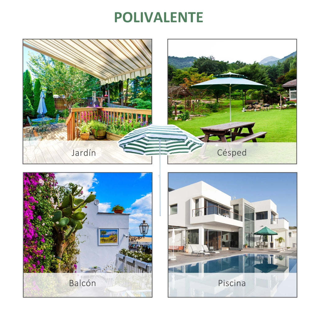 Ombrellone da Giardino inclinabile ¨C Minimal ¨C Verde e Bianco 180 cm