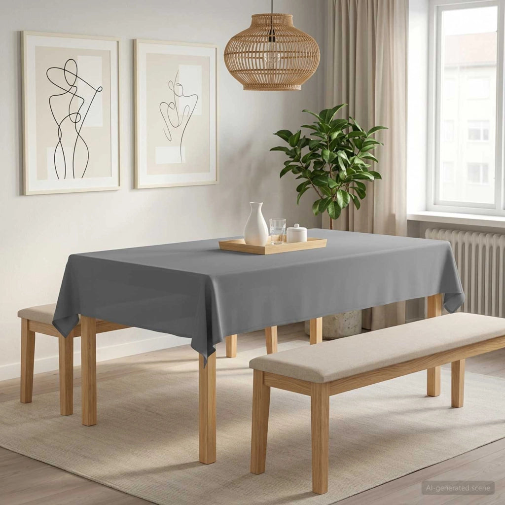 Tovaglia da Tavolo 5 pz Grigio Chiaro 140 x 260 cm Poliestere 42040241