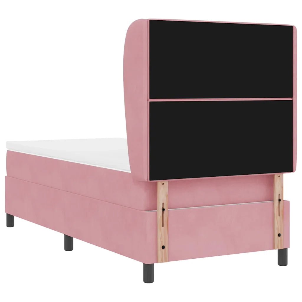 Letto a molle con materasso Rosa 200 x 90 cm Velluto 3340861