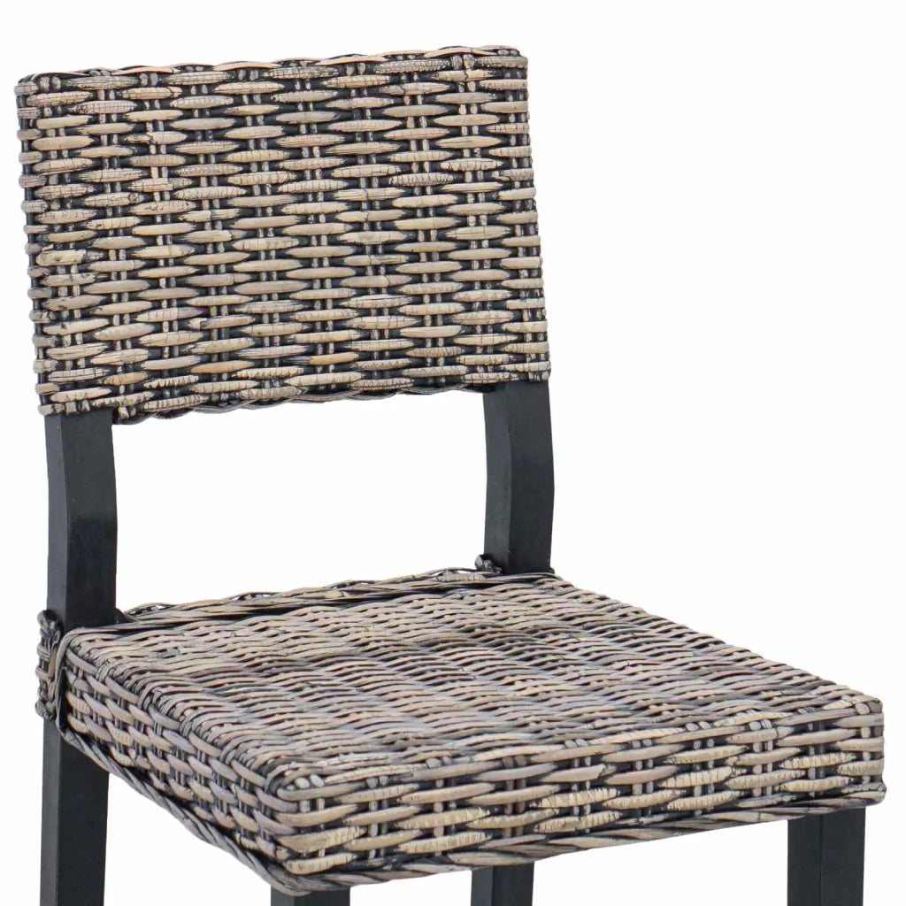 Sedia da pranzo 2 pcs Nero Lavato 46 x 55 x 84 cm Rattan Kubu 42012425