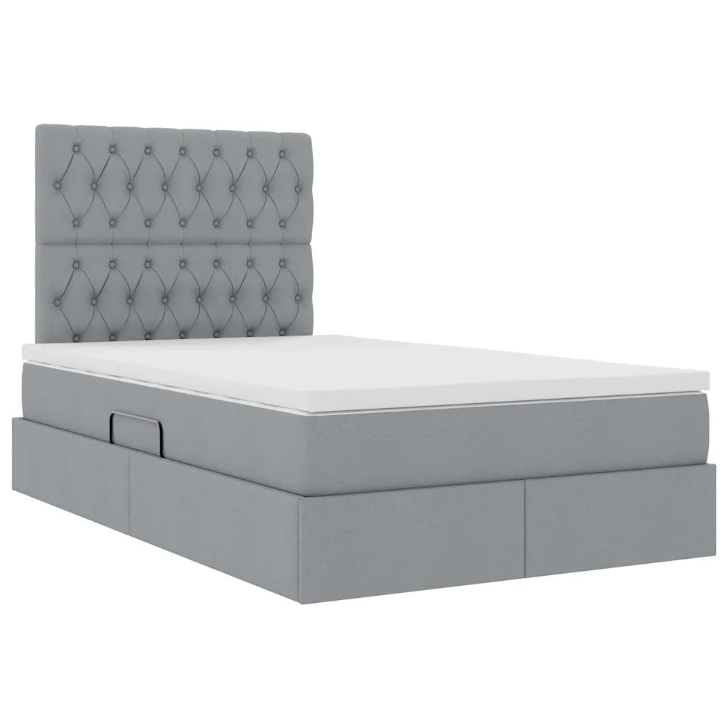 Letto con contenitore e LED con led Grigio chiaro 120 x 200 cm
