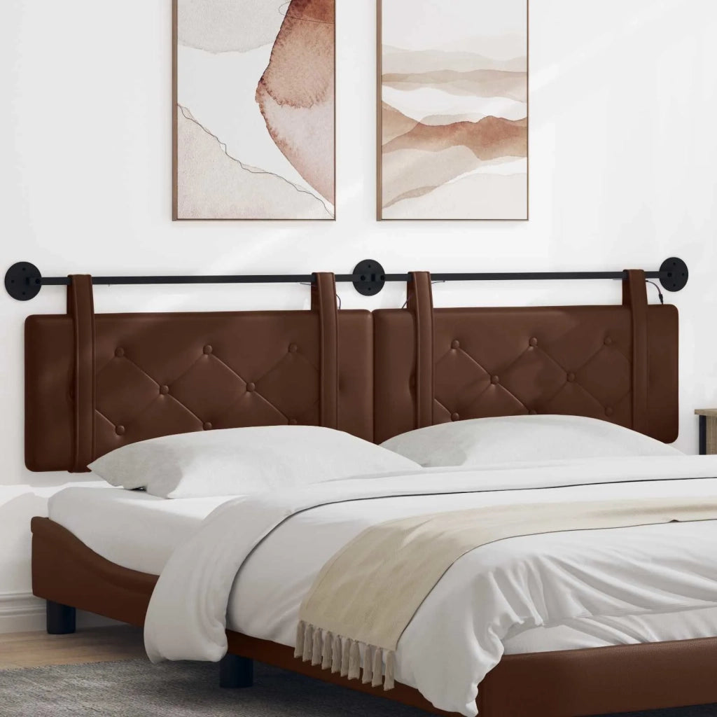 Testiera | Testata sospesa Con luce LED Marrone Similpelle