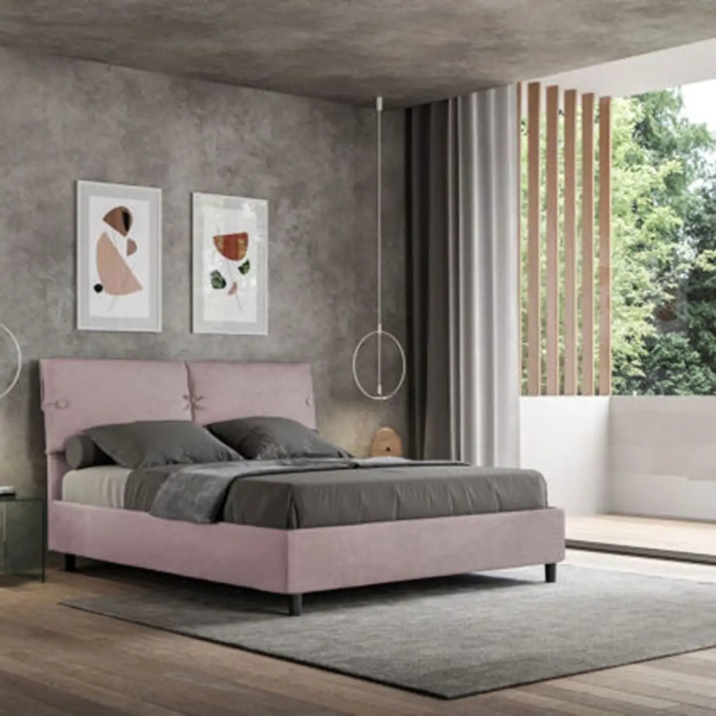 Letto matrimoniale senza rete imbottito 160x200 microfibra glicine Sleeper