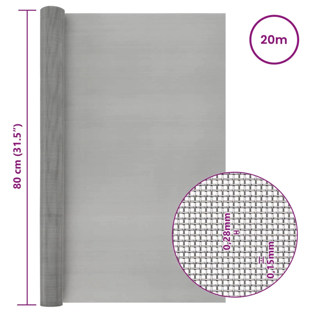 Rete per schermatura 80 x 2000 cm 60 Mesh Argento 42039574