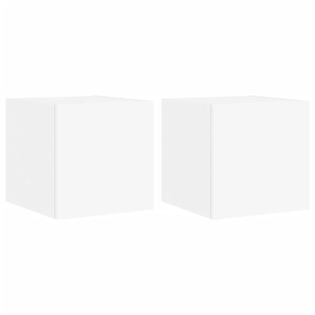 Mobile TV multimediale da parete mensola TV credenza mobile TV per sala da pranzo soggiorno camera da letto con luci LED 2 pezzi 30,5 x 35 x 30 cm bianco 02_0029095