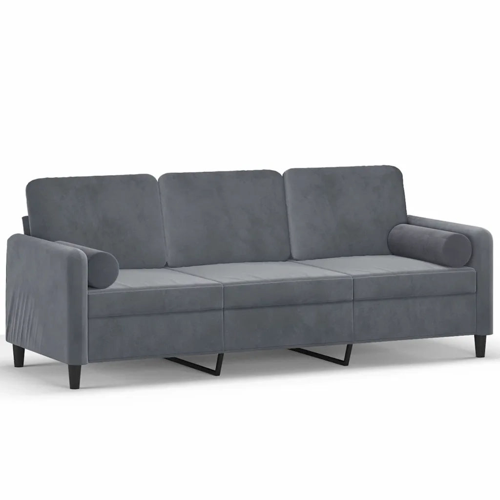 Divano a 3 Posti con Cuscini-Sofa 3 Posti con Cuscini Grigio Scuro 180 cm in Velluto 634853