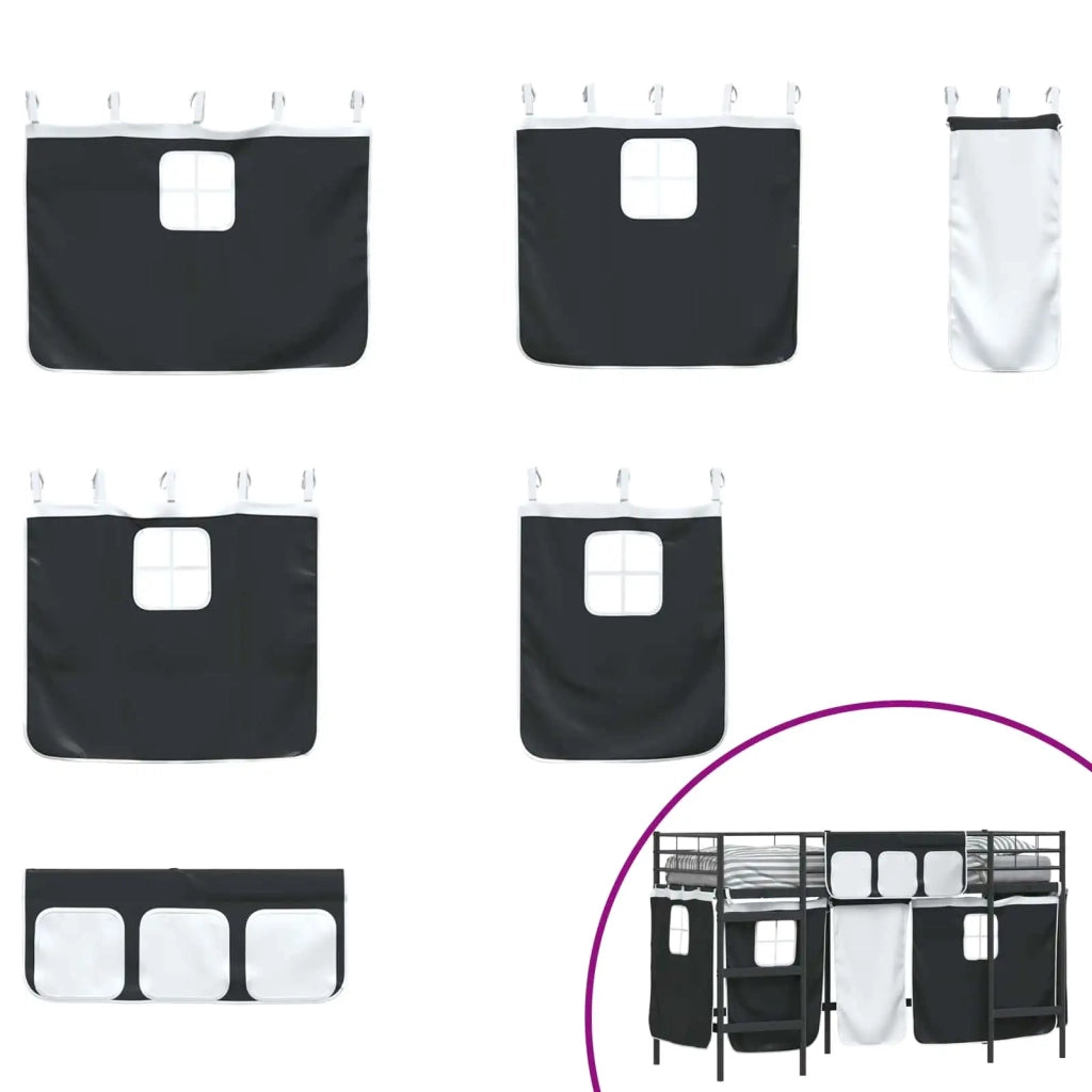 Struttura del Letto Loft per Bambini con Tendine Nero