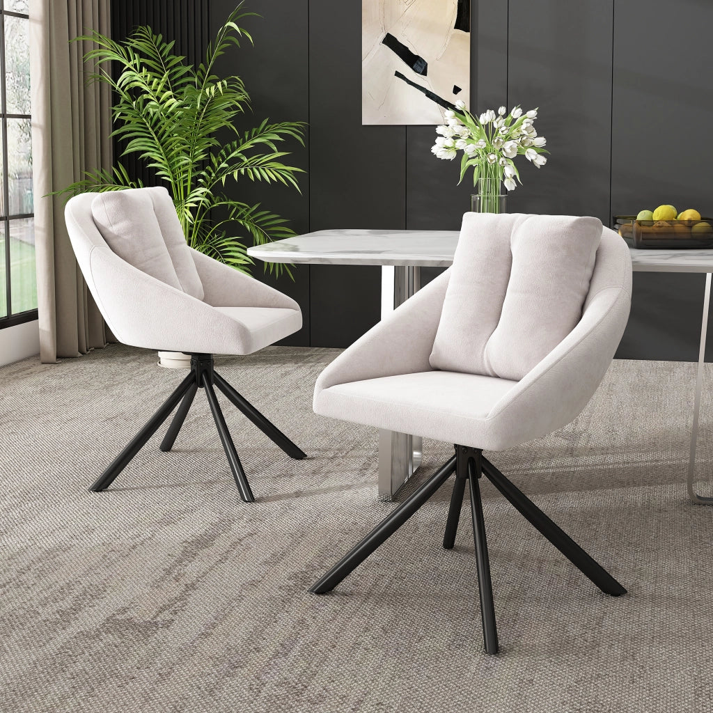 Sedia da Pranzo Girevole Imbottita in Velluto ¨C MINIMAL ¨C Beige, Set 4 Pezzi