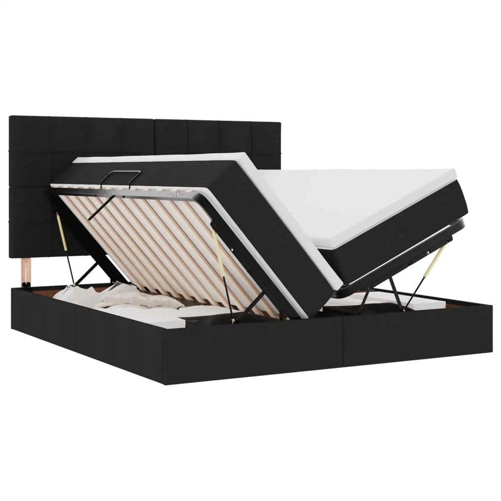 Letto con luci a strisce a LED Nero 180 x 200 cm Tessuto