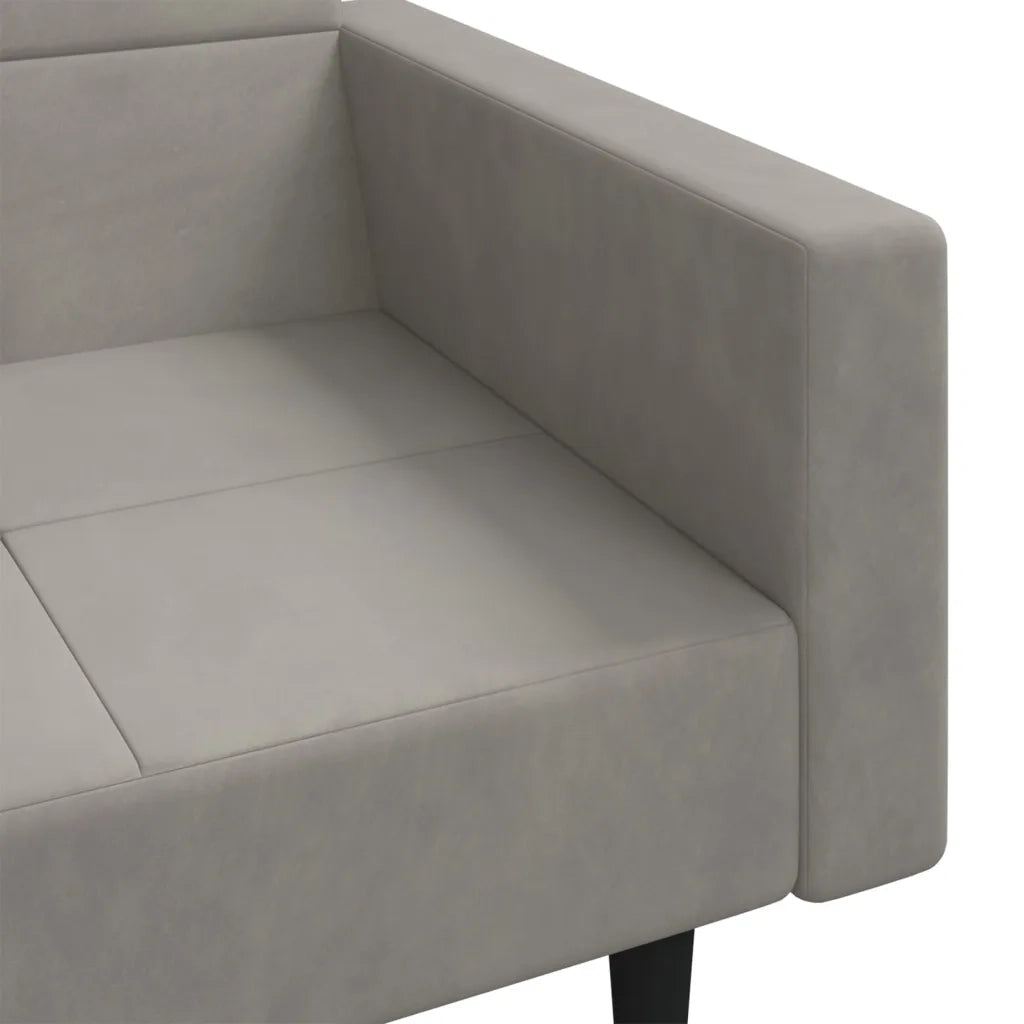 Divano letto | Sof¨¤ letto | Letto singolo a 2 Posti con 2 Cuscini Grigio Chiaro in Velluto