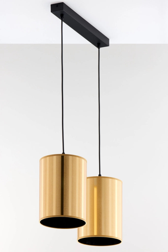 Lampada sospesa moderna nera/ottone 2xE27 Cortina Jupiter